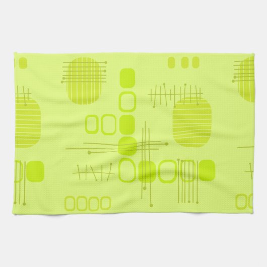 Atome Abstrakte Barkcloth-Chartreuse Geschirrtuch (Horizontal)