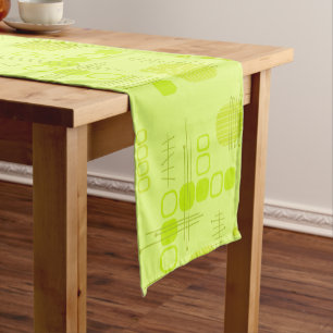 Atome Abstrakte Barkcloth-Chartreuse Kurzer Tischläufer
