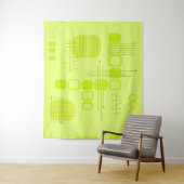 Atome Abstrakte Barkcloth-Chartreuse Wandteppich (Beispiel)