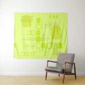 Atome Abstrakte Barkcloth-Chartreuse Wandteppich (Beispiel (Horizontal))