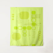 Atome Abstrakte Barkcloth-Chartreuse Wandteppich (Vorderseite)