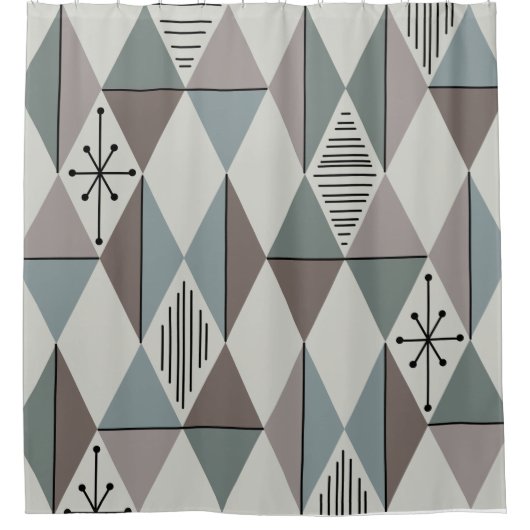 Atome Age Art Diamonds Sage Gray Duschvorhang (Vorderseite)