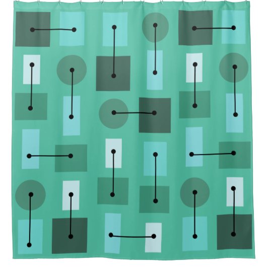 Atome Age Simple Shapes Türkis Duschvorhang (Vorderseite)