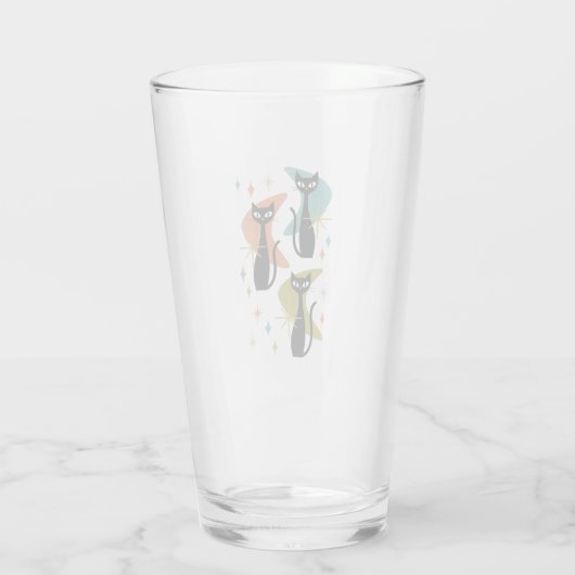 Atome Katzen mit Boomerangs Retro Drink Glas | (Rückseite)
