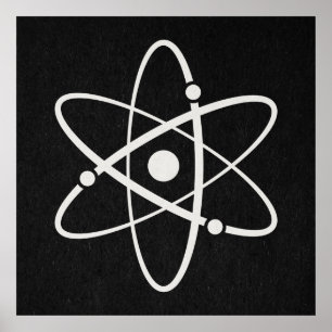 Atome Science Atomic Orbit Icon Molecule Art Black Poster