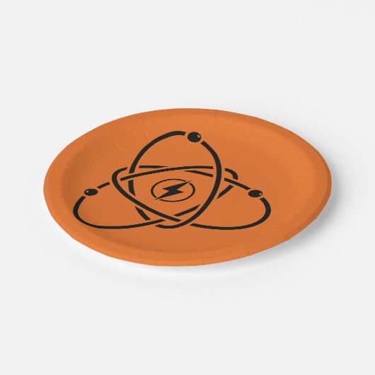 Atomenergie-Symbol-Wissenschaft und Technik für Po Pappteller (Schrägansicht)