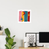 Atomera Rectangle Boomerang Sternexplosion Mid Mod Poster (Heimbüro)
