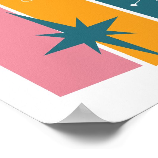 Atomera Rectangle Boomerang Sternexplosion Mid Mod Poster (Ecke)