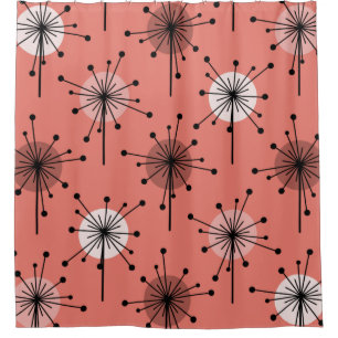 Atomera Sputnik Sternexplosion Blume Lachs Rosa Duschvorhang