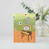 Atomfernsehen und Coole Katze Postkarte (Stehend Vorderseite)