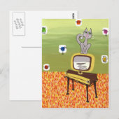 Atomfernsehen und Coole Katze Postkarte (Vorne/Hinten)