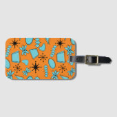 Atomförmige MCM-Formen Türkis auf Orange Gepäckanhänger (Vorderseite (Horizontal))