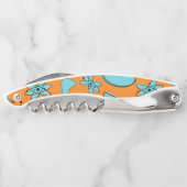 Atomförmige MCM-Formen Türkis auf Orange Kellnermesser (Rückseite)