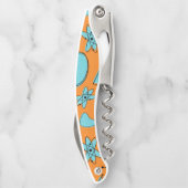 Atomförmige MCM-Formen Türkis auf Orange Kellnermesser (Rückseite)