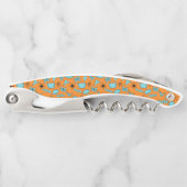 Atomförmige MCM-Formen Türkis auf Orange Kellnermesser (Vorderseite)