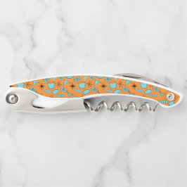 Atomförmige MCM-Formen Türkis auf Orange Kellnermesser