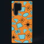 Atomförmige MCM-Formen Türkis auf Orange Samsung Galaxy Hülle<br><div class="desc">Handgezeichnete,  moderne Formen und Symbole,  digitalisiert,  um nahtlose Muster zu entwerfen</div>
