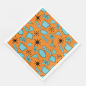 Atomförmige MCM-Formen Türkis auf Orange Serviette (Ecke)