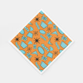 Atomförmige MCM-Formen Türkis auf Orange Serviette (Ecke)