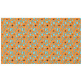 Atomförmige MCM-Formen Türkis auf Orange Tischdecke (Vorderseite (Horizontal))