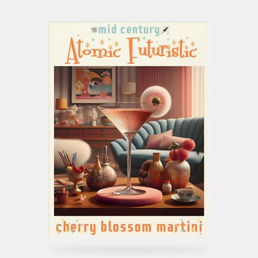 Atomfuturistic Cherry Blossom Martini Acrylschild (Vorderseite)