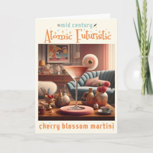 Atomfuturistic Cherry Blossom Martini Karte (Vorderseite)