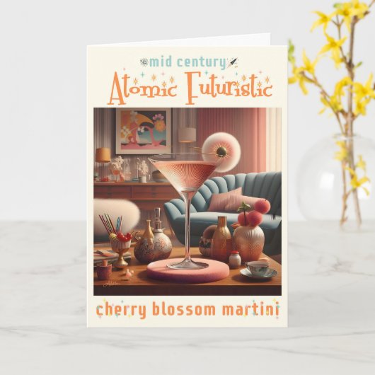 Atomfuturistic Cherry Blossom Martini Karte (Gelbe Blume)
