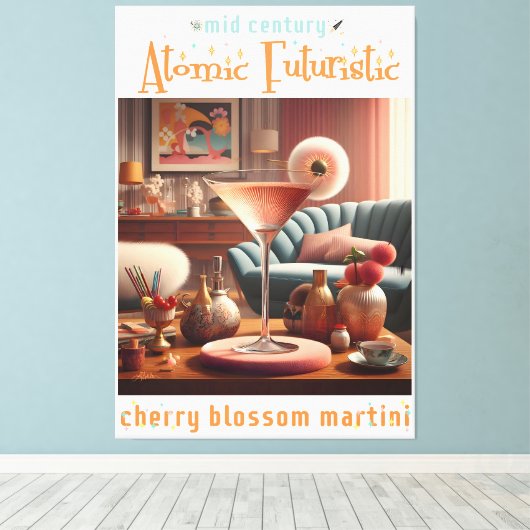 Atomfuturistic Cherry Blossom Martini Leinwanddruck (Insitu (Holzboden))