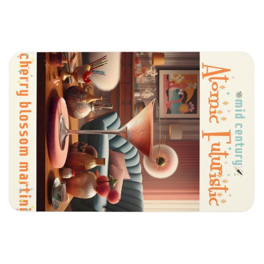 Atomfuturistic Cherry Blossom Martini Magnet (Horizontal)