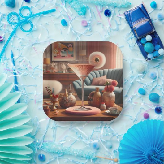 Atomfuturistic Cherry Blossom Martini Pappteller (Party)