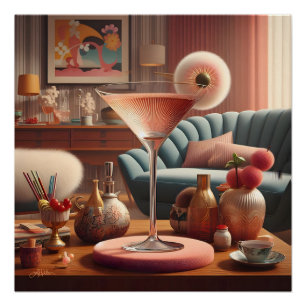 Atomfuturistic Cherry Blossom Martini Poster