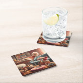 Atomfuturistic Cherry Blossom Martini Rechteckiger Pappuntersetzer (Vor Ort)