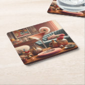 Atomfuturistic Cherry Blossom Martini Rechteckiger Pappuntersetzer (angewinkelt)