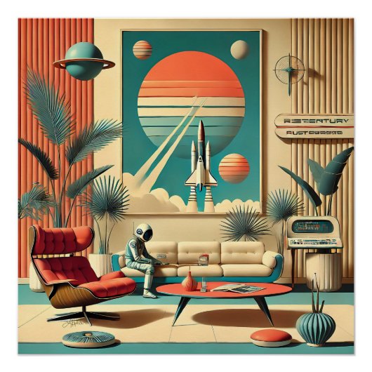 Atomfuturistic Florida Space Age Family Room Poster (Vorderseite)
