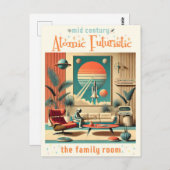 Atomfuturistic Florida Space Age Family Room Postkarte (Vorne/Hinten)