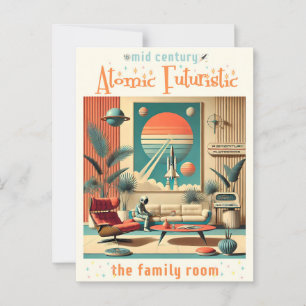Atomfuturistic Florida Space Age Family Room Postkarte