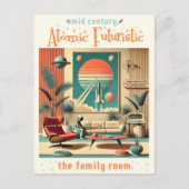 Atomfuturistic Florida Space Age Family Room Postkarte (Vorderseite)