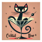 Atomfuturistic Space Age Black Cat Martini Fotodruck (Vorne)
