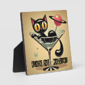 Atomfuturistic Space Age Black Cat Martini Fotoplatte (Vorderseite)