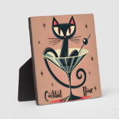 Atomfuturistic Space Age Black Cat Martini Fotoplatte (Vorderseite)