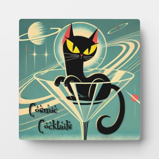 Atomfuturistic Space Age Black Cat Martini Fotoplatte (Vorderseite)