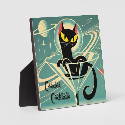 Atomfuturistic Space Age Black Cat Martini Fotoplatte (Vorderseite)