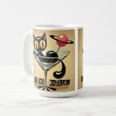Atomfuturistic Space Age Black Cat Martini Kaffeetasse (Vorderseite Links)