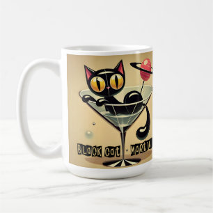 Atomfuturistic Space Age Black Cat Martini Kaffeetasse