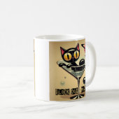 Atomfuturistic Space Age Black Cat Martini Kaffeetasse (VorderseiteRechts)