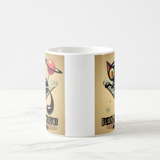 Atomfuturistic Space Age Black Cat Martini Kaffeetasse (Mittel)