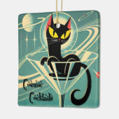 Atomfuturistic Space Age Black Cat Martini Keramikornament (Links)