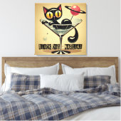 Atomfuturistic Space Age Black Cat Martini Leinwanddruck (Insitu (Schlafzimmer))