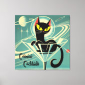 Atomfuturistic Space Age Black Cat Martini Leinwanddruck (Vorderseite)
