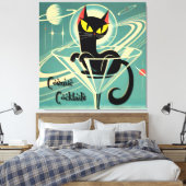 Atomfuturistic Space Age Black Cat Martini Leinwanddruck (Insitu (Schlafzimmer))